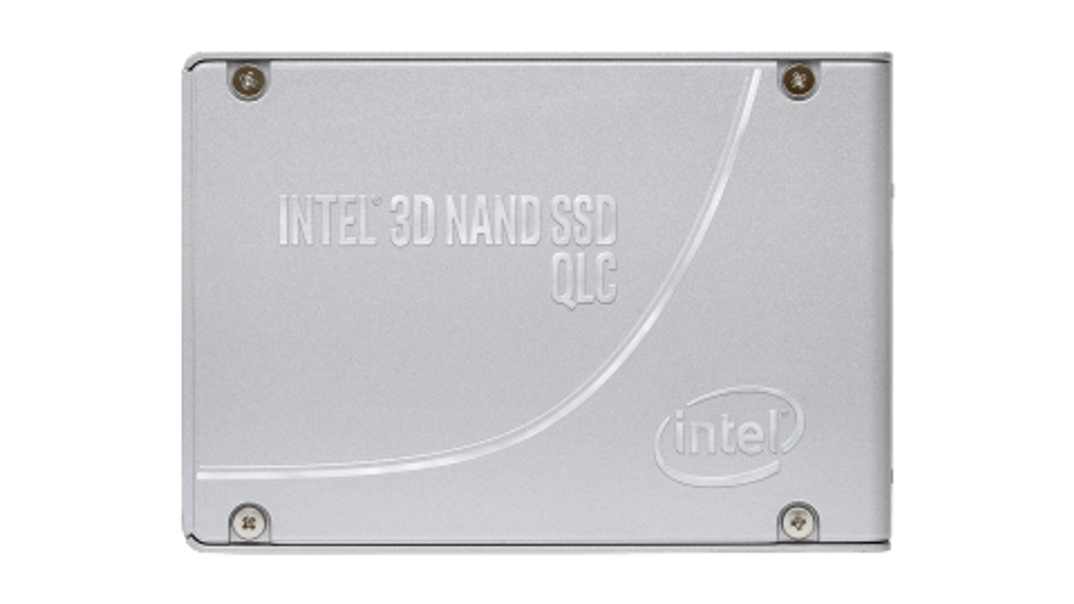 SSD argentato con testo Intel 3D NAND QLC e logo Intel.