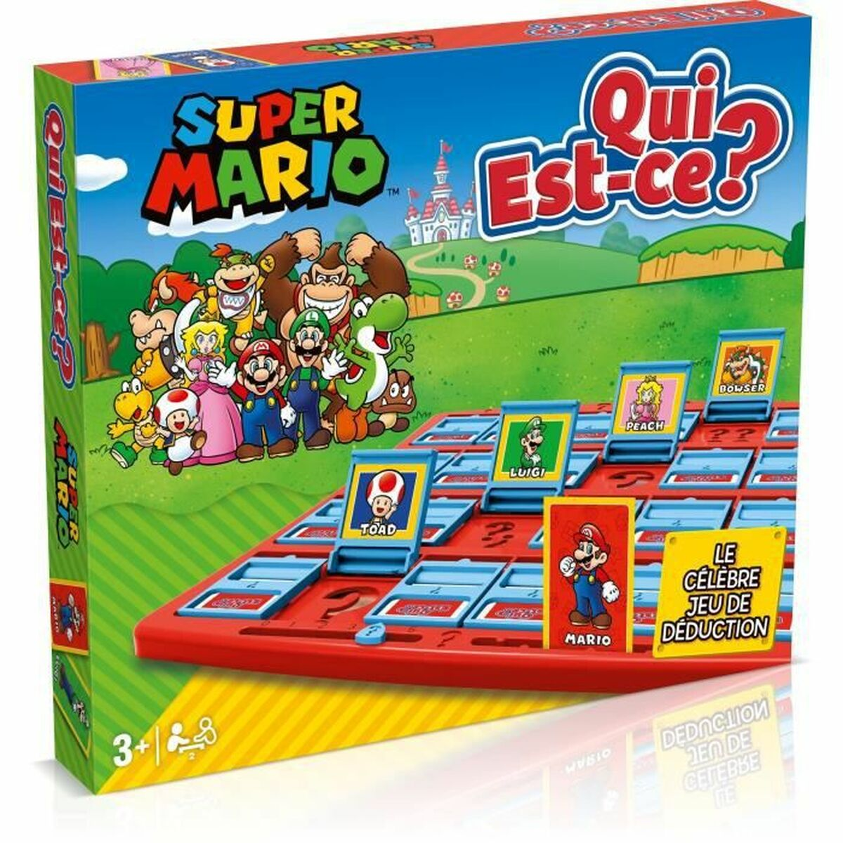 Gioco da tavolo Super Mario 'Indovina Chi?' con carte personaggio.