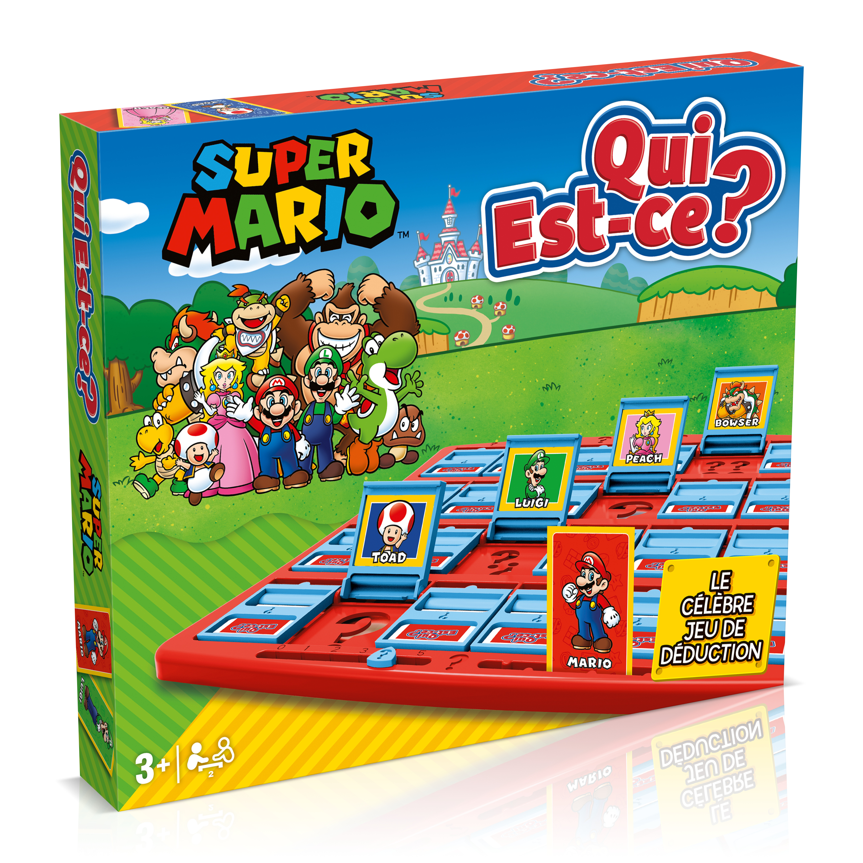 Gioco da tavolo Super Mario Indovina Chi? con carte personaggio e tabellone.