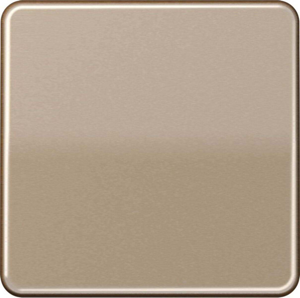 Un quadrato metallico spazzolato con angoli arrotondati in color marrone chiaro o beige.