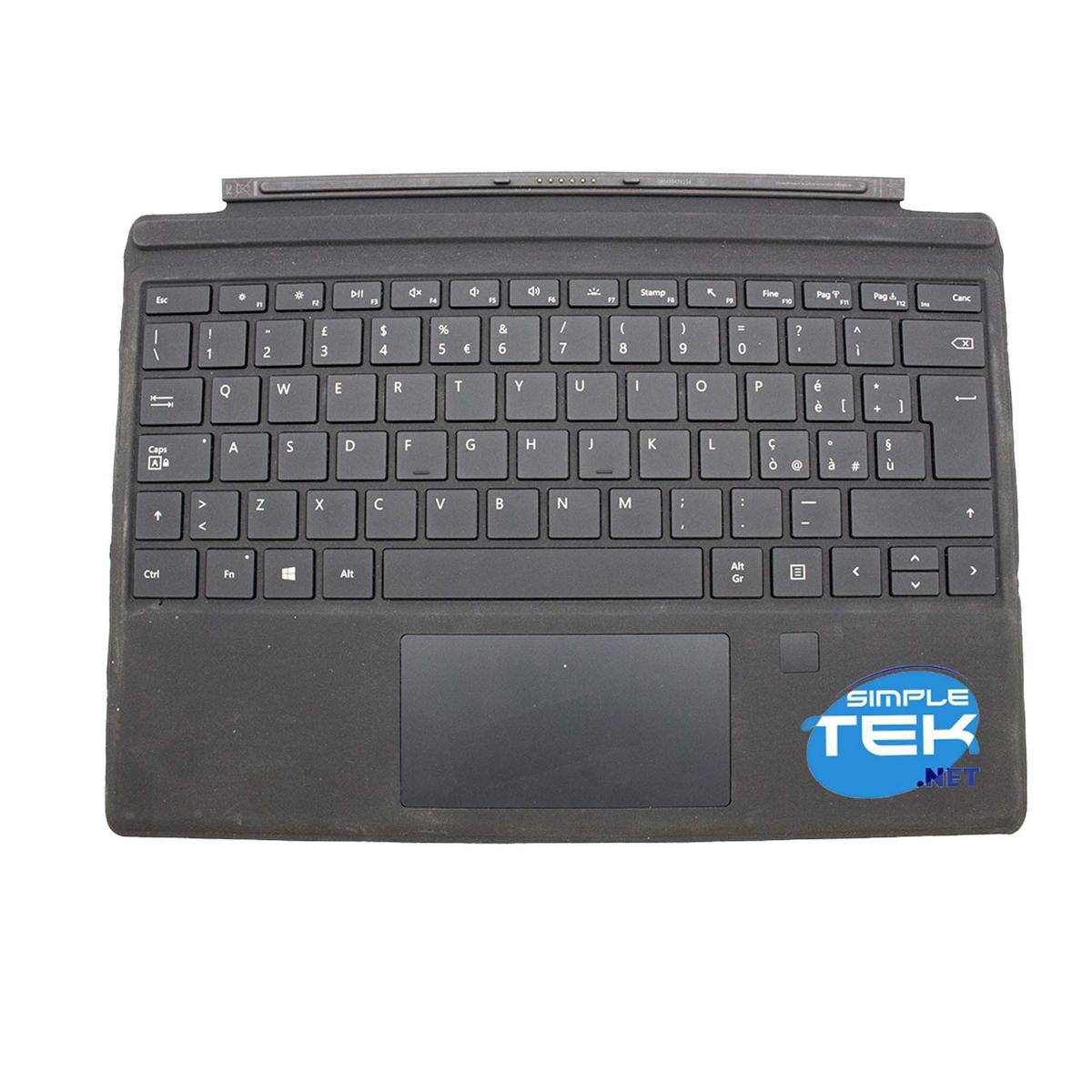 Tastiera nera con touchpad e adesivo 'Simple Tek'.
