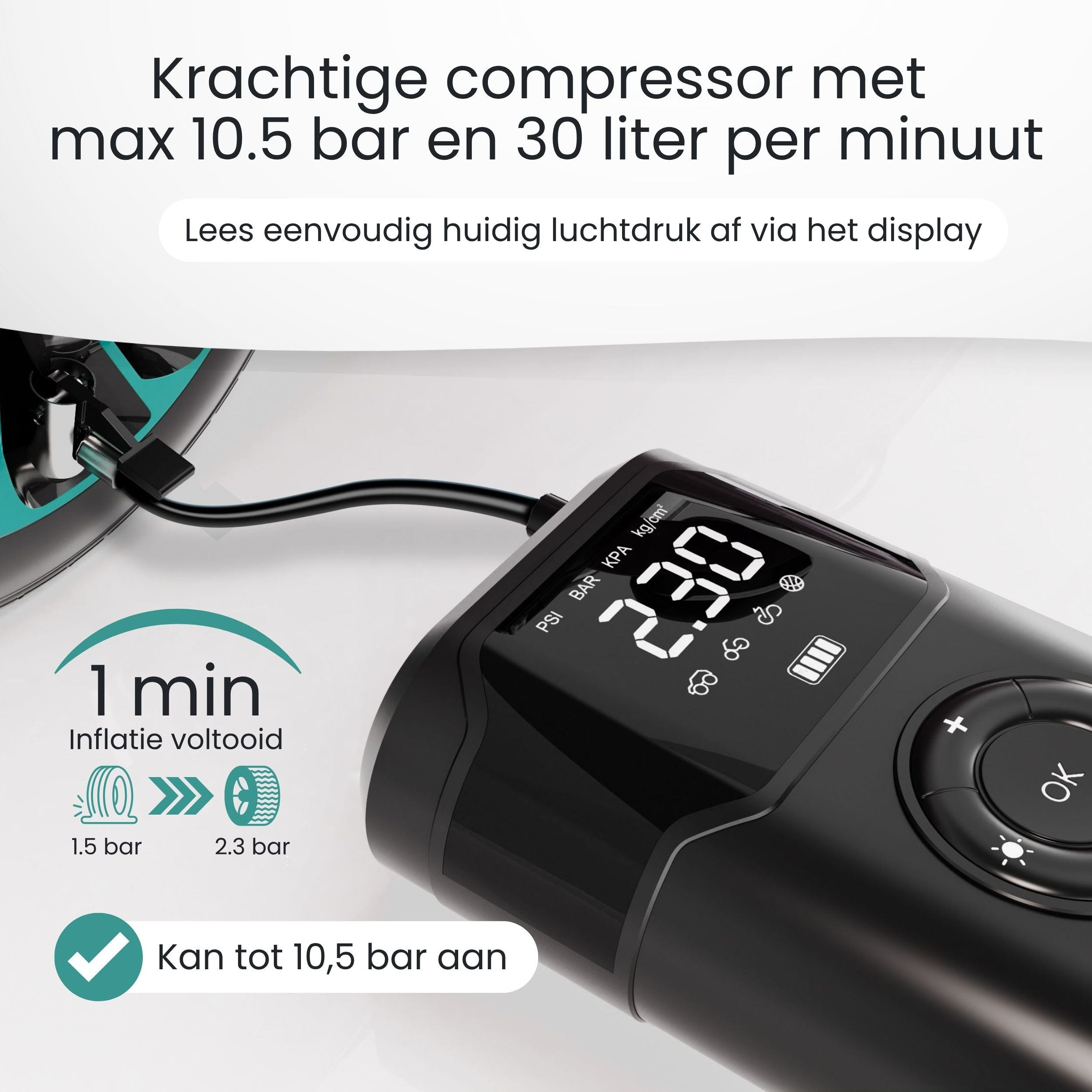 Wiltec Airbrush Compressor AF186 Met Luchttank Drukregelaar 4 Bar Automatische Start Stop