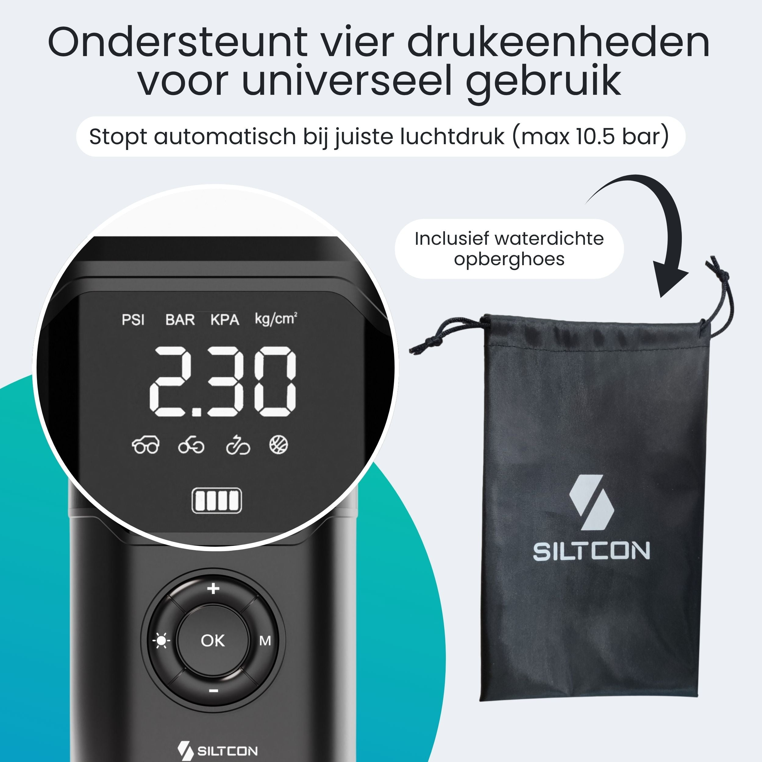 ASMAX Elektrische Luftpumpe 7500mAh, Fahrradpumpe 160PSI/11Bar mit Reifendruckmesser, tragbarer Akku Kompressor, Mini Reifenpumpe mit LED Licht für Autos, Wohnmobil, Motorräder, Fahrräder, Bälle