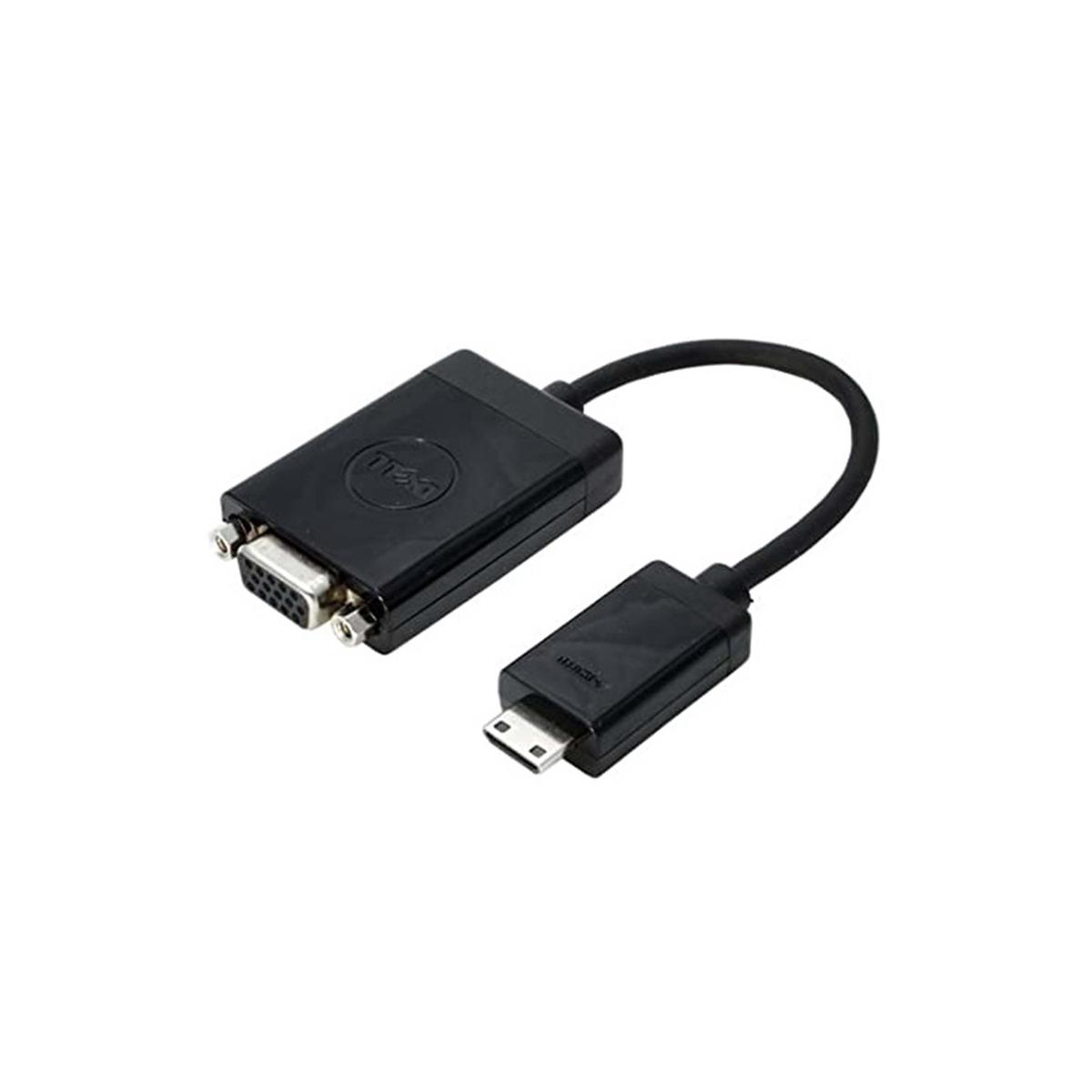 Un cavo adattatore Dell nero con connettori VGA e Micro HDMI.