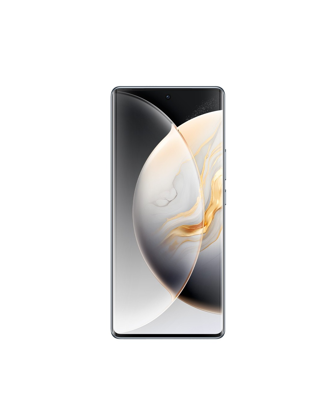 Modern akıllı telefon, şık tasarım ve dinamik soyut duvar kağıdı.