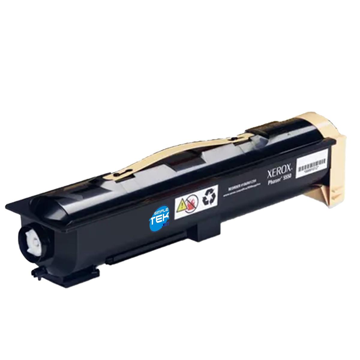 Cartuccia toner Xerox nera con tappo e manico beige. Etichetta: 'Phaser 5550'.