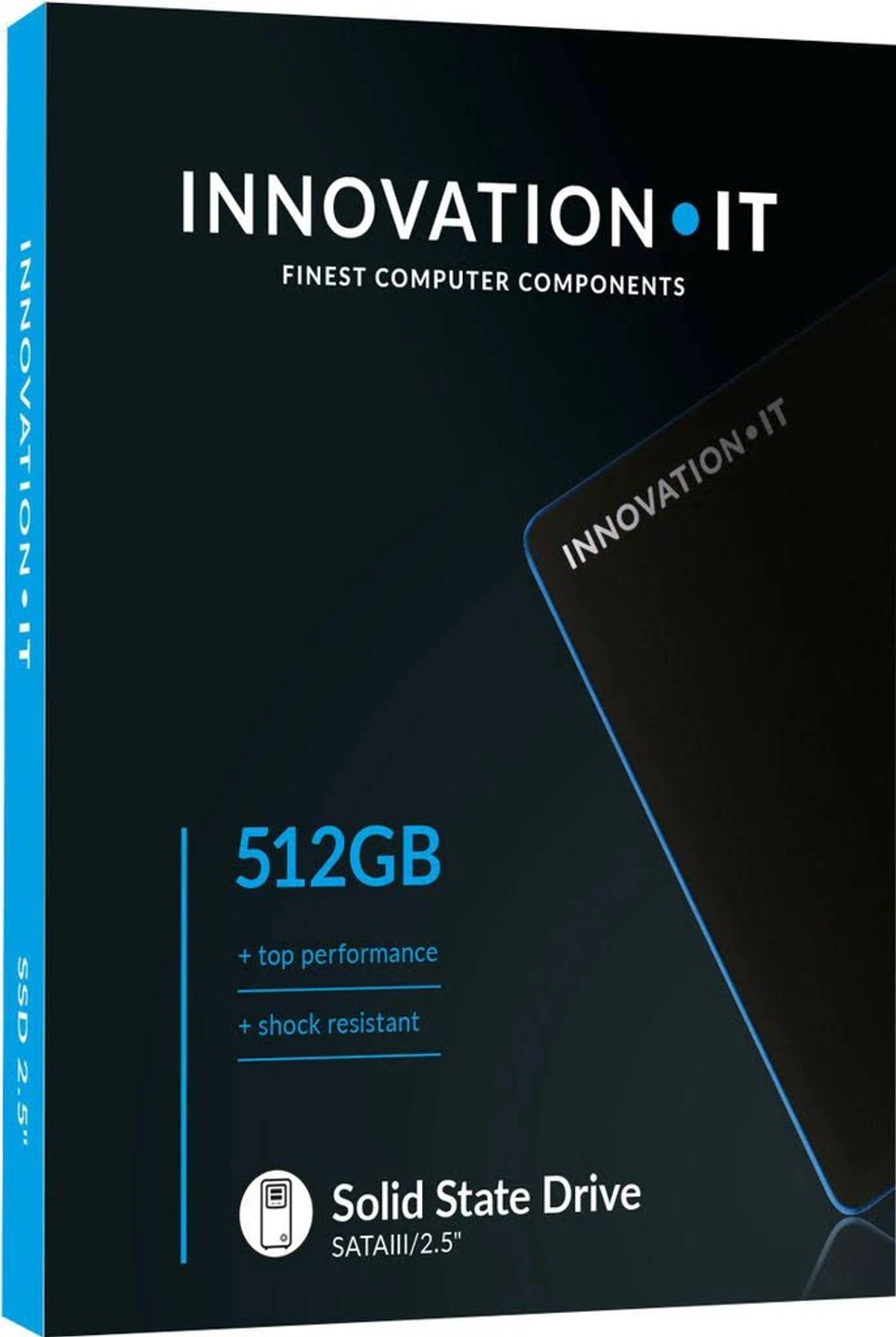 Emballage d'un disque SSD INNOVATION IT de 512 Go.