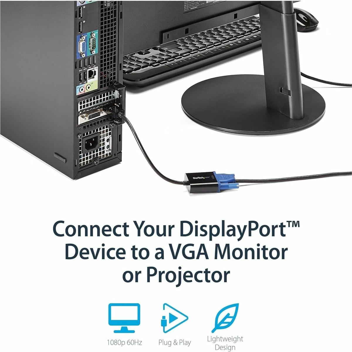 Un adattatore DisplayPort a VGA collega un computer a un monitor.