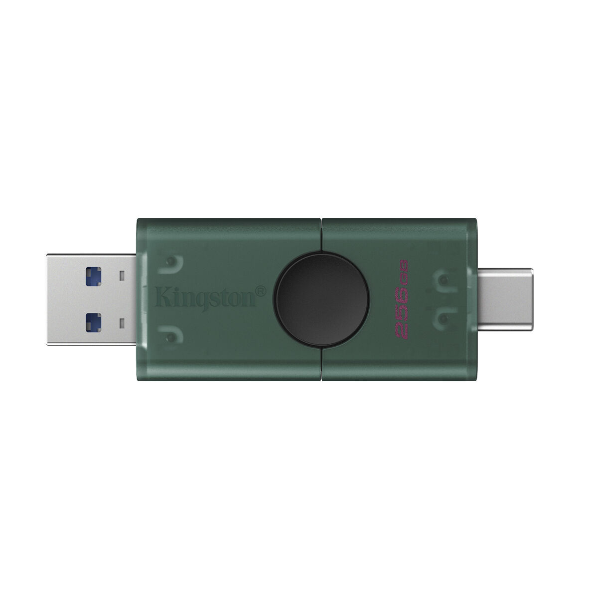 Grüner Kingston USB-Stick mit USB-A und USB-C Anschluss, 256GB.