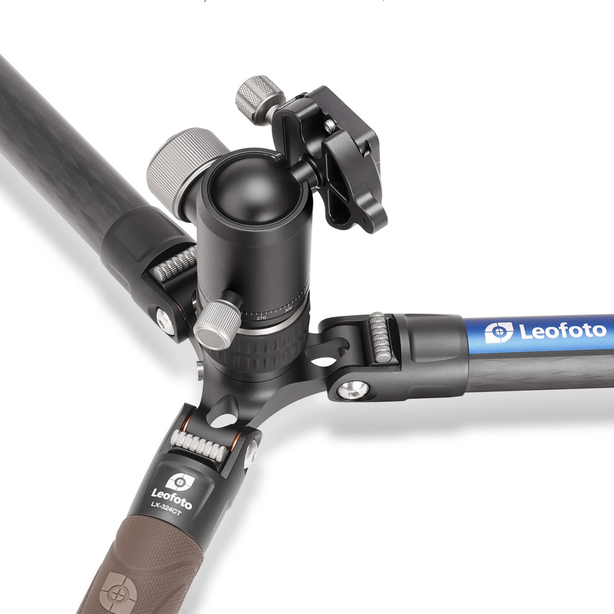 Leofoto LX-324CT Stativ-Mittelsäule mit Kugelneiger, schwarz und grau.