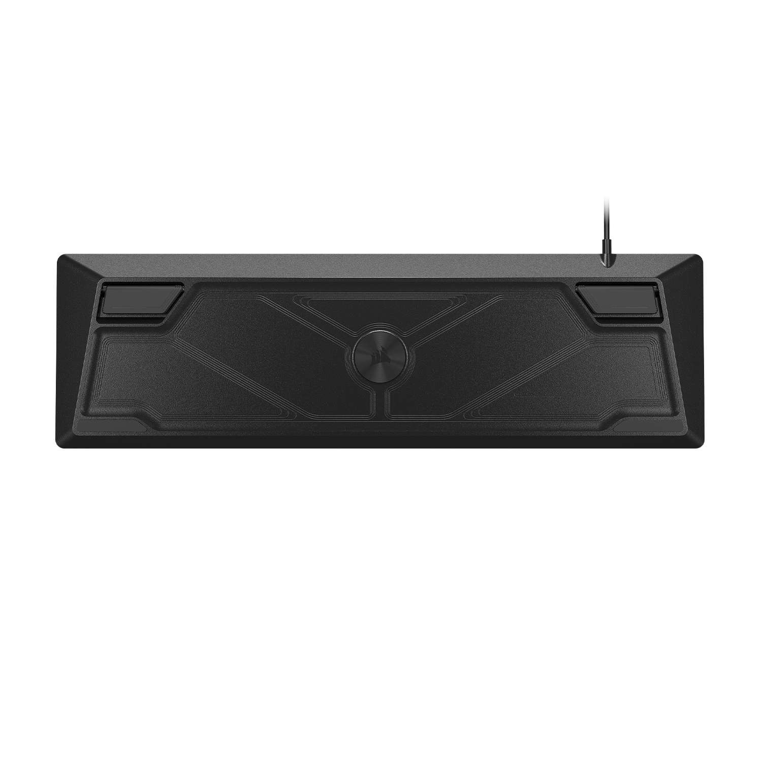 Czarny, prostokątny wentylator z otworami wentylacyjnymi i kablem.