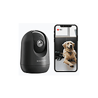 MediaMarkt SILTCON Beveiligingscamera Binnen - 2K 3 MP Ultra HD - Huisdiercamera met app - Wifi - 64GB SD Beveiligingscamera Zwart aanbieding