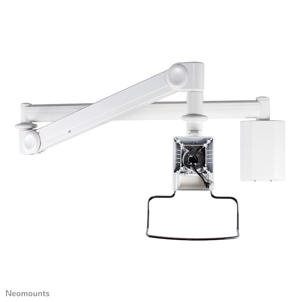 A white adjustable arm with a rectangular housing and a handle.