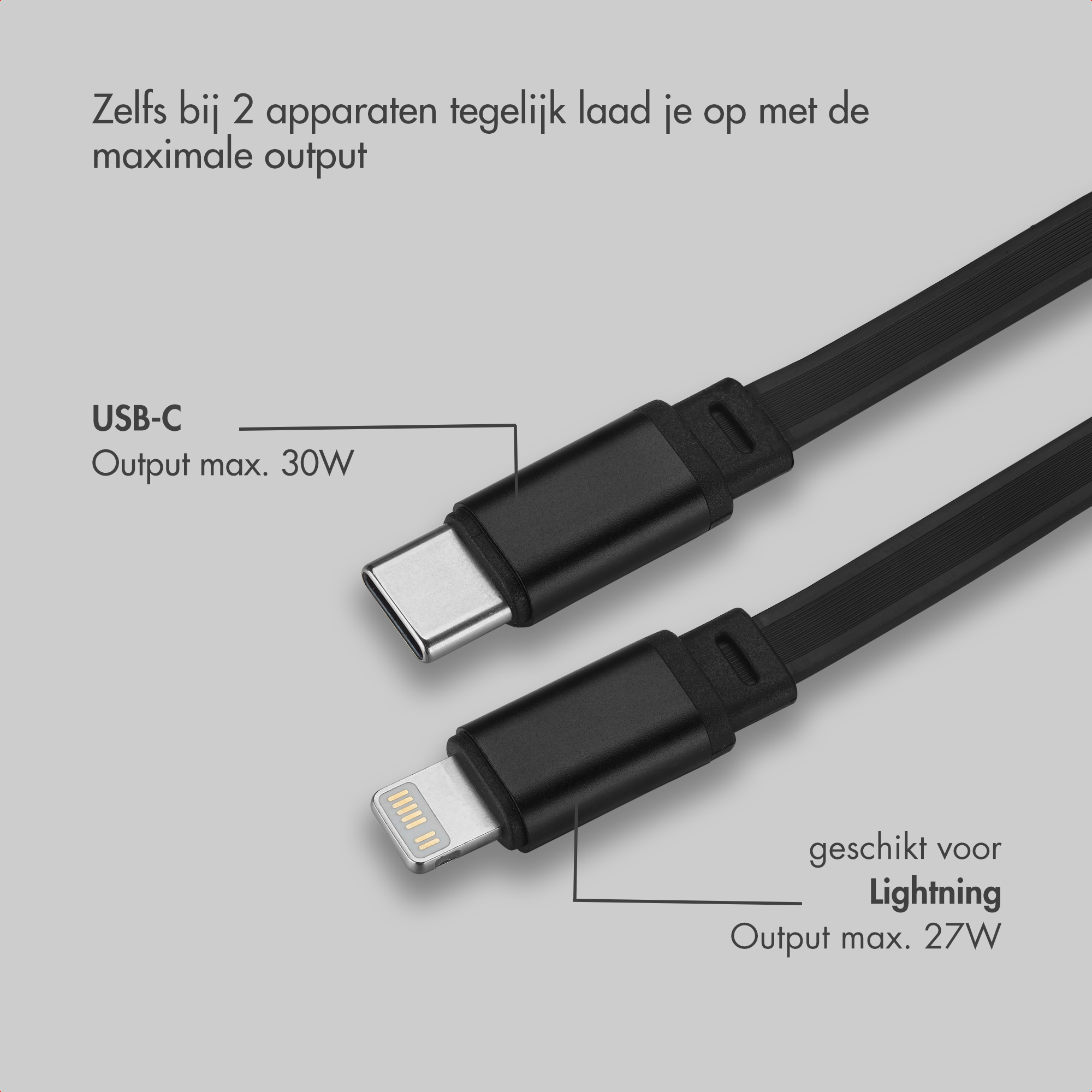 Cavi USB-C e Lightning con uscita max 30W e 27W.
