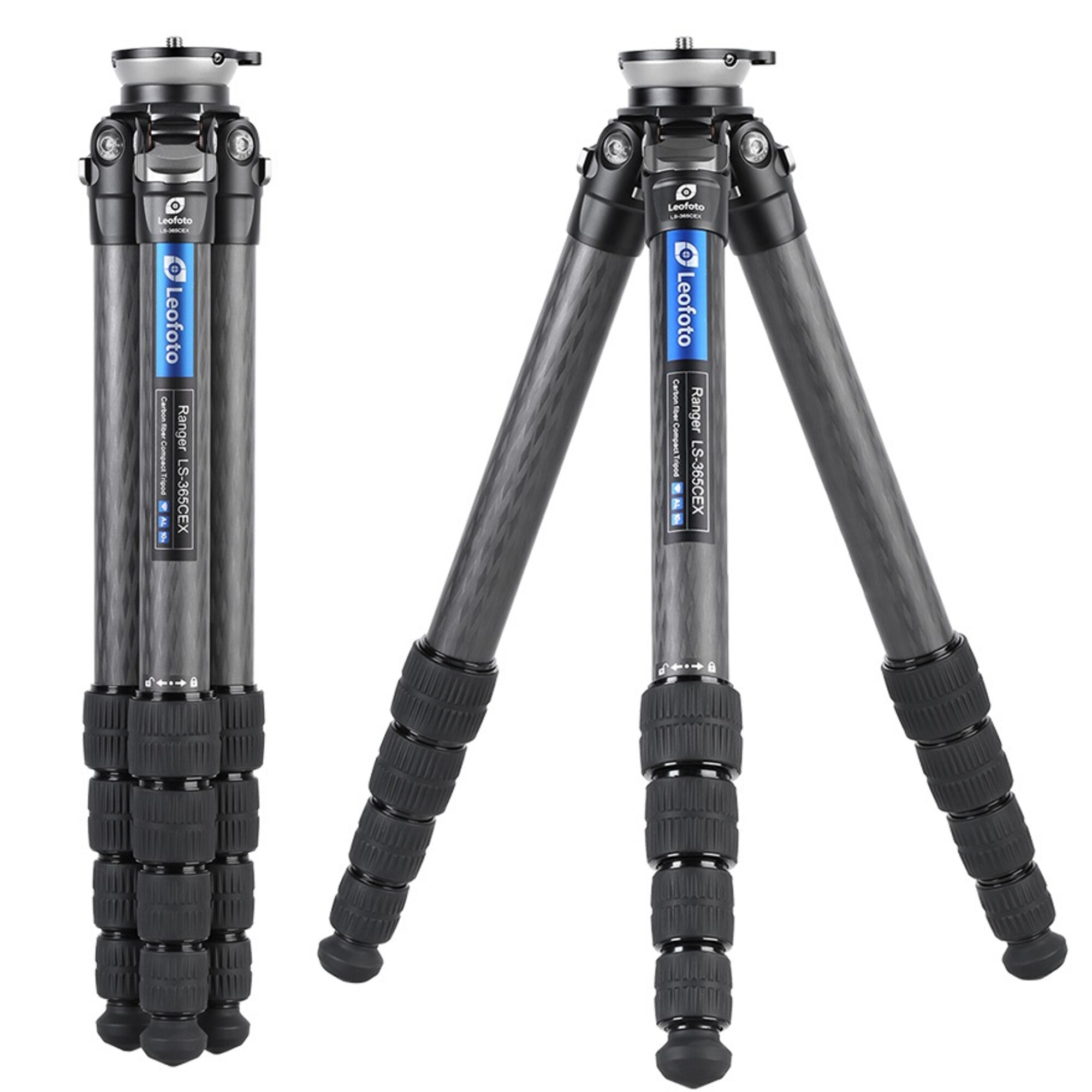 Ein Carbonfaser-Stativ mit drei Beinen, das Leofoto Ranger LS-365CEX.