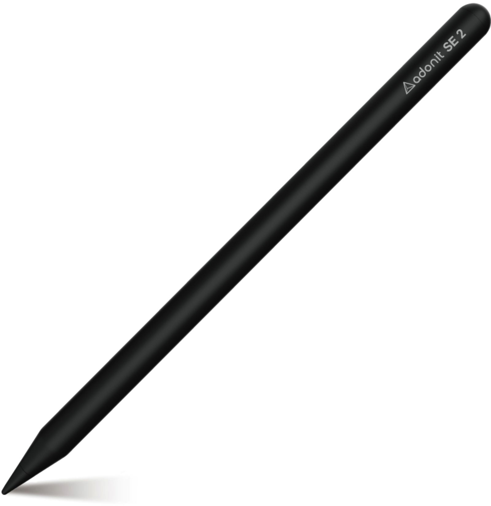 Una penna nera con la scritta Adonit SE 2 su sfondo bianco.