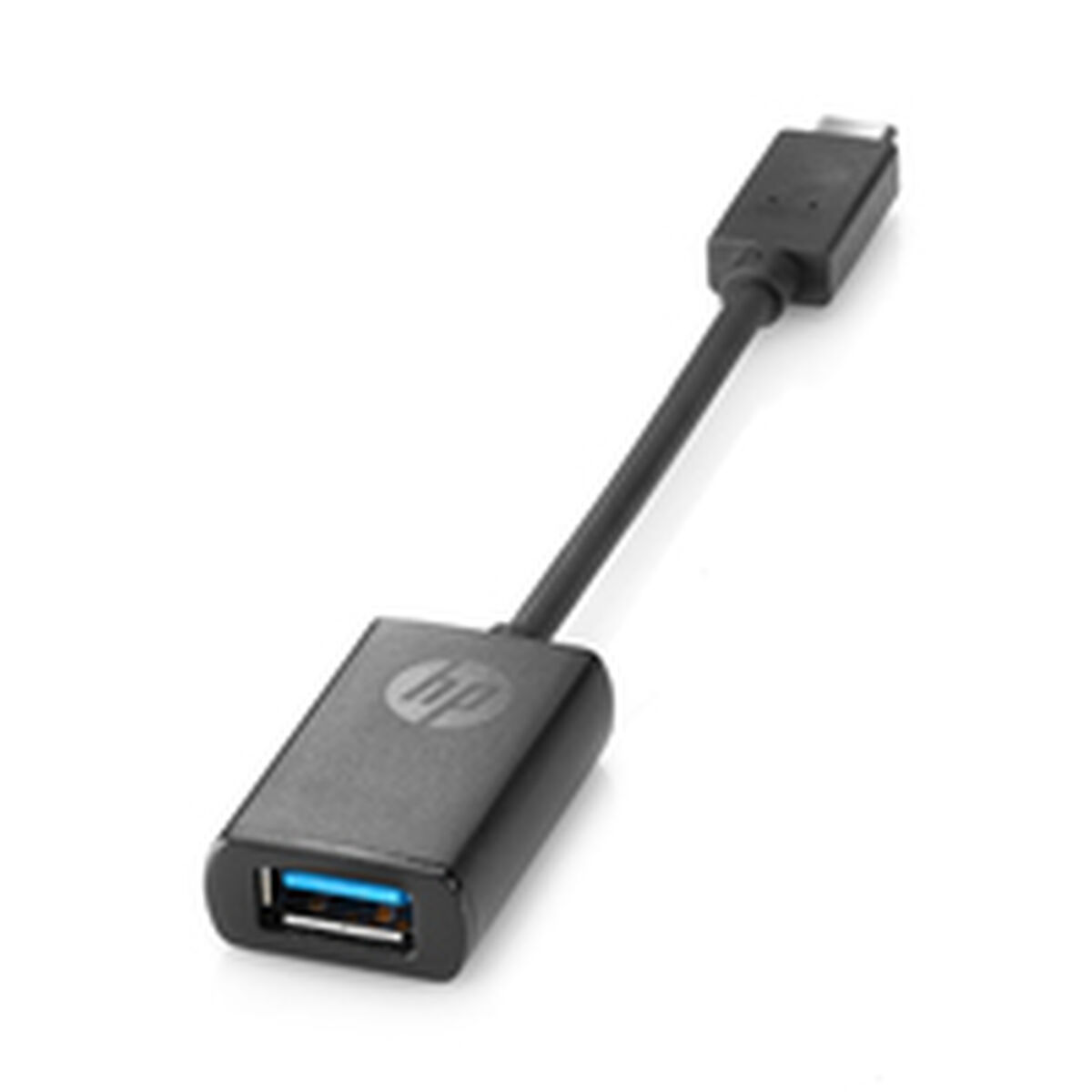 Cavo adattatore HP da USB-C a USB-A nero con porta USB-A blu.