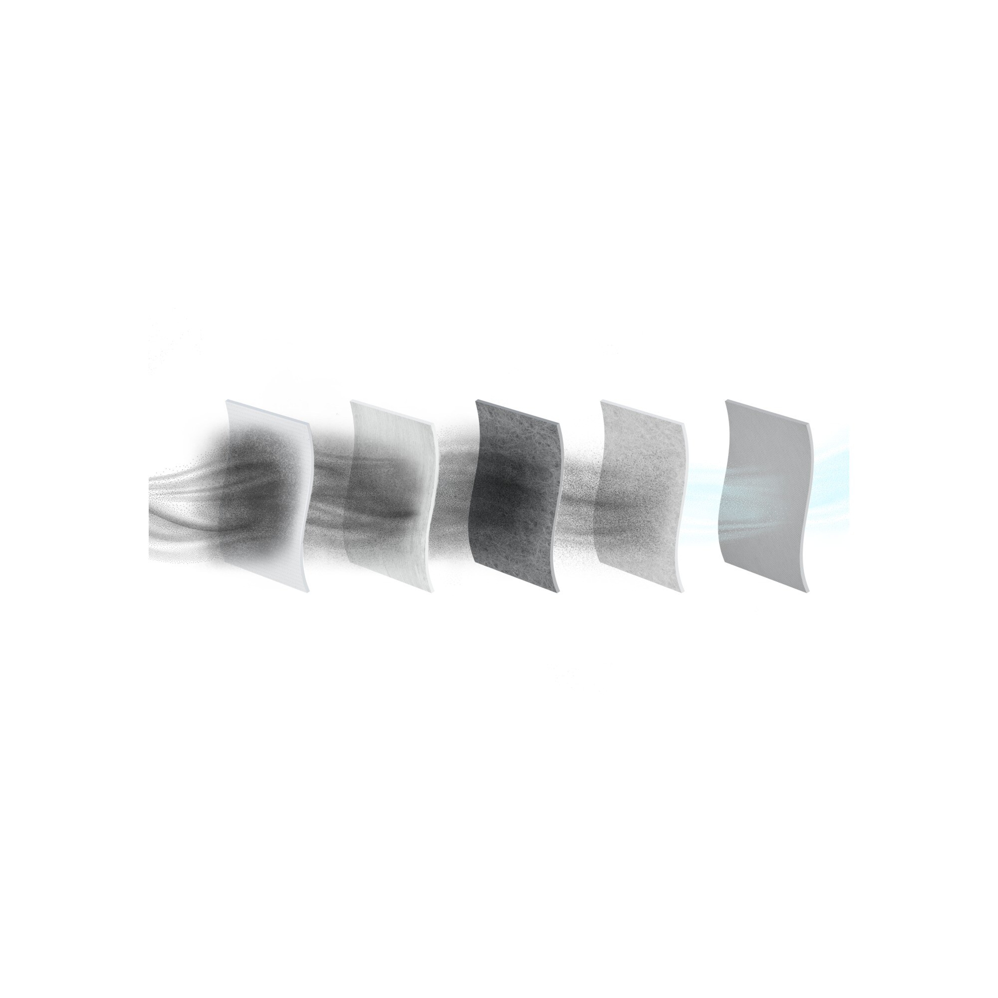 Filtros en capas que muestran aire limpiado de partículas.