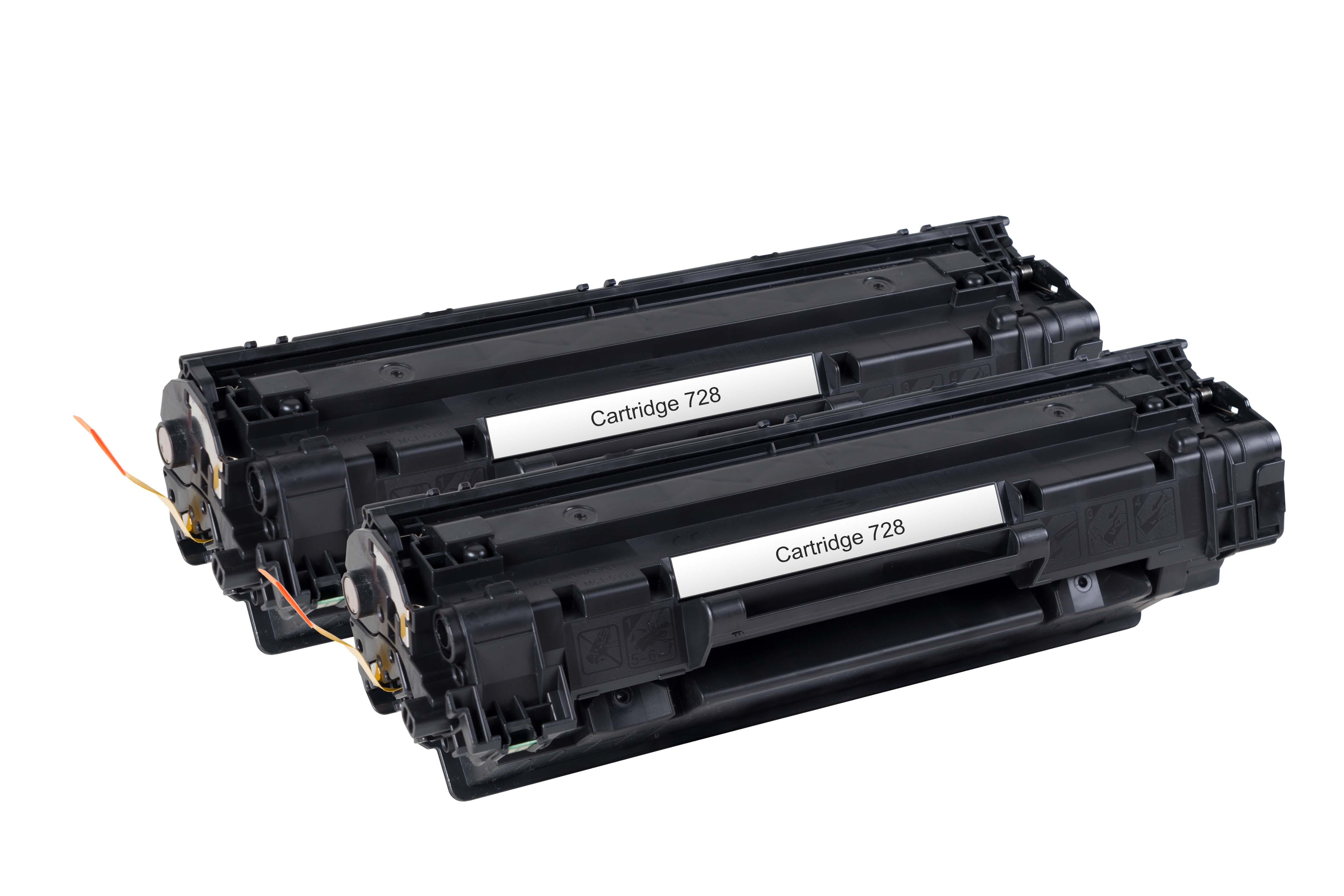 Due cartucce toner nere etichettate "Cartridge 728".
