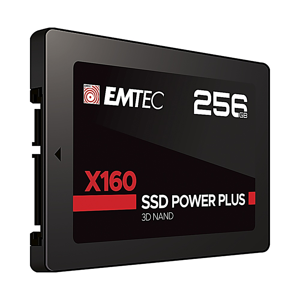 Unità di archiviazione EMTEC X160 256GB SSD Power Plus 3D NAND nera.