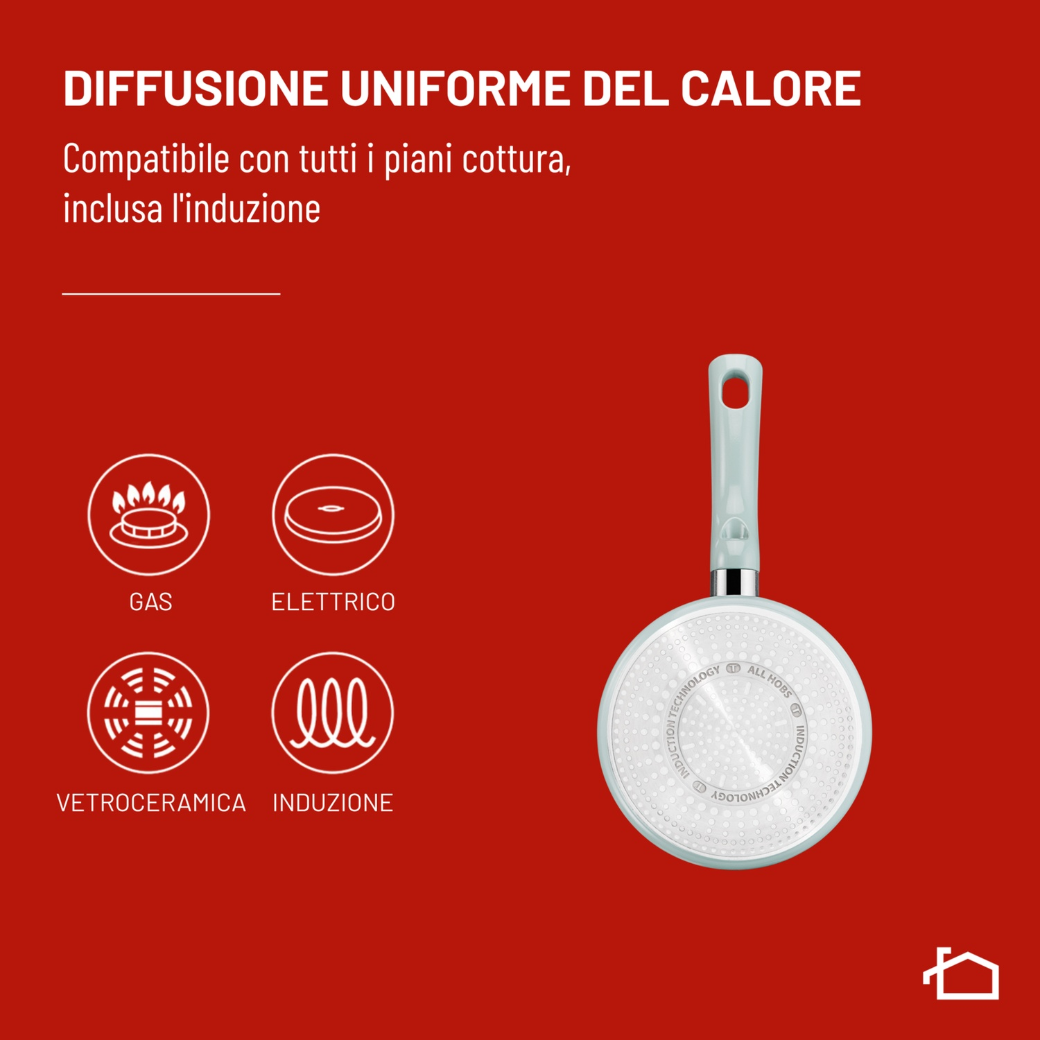 Sartén con distribución uniforme del calor, compatible con todas las placas.
