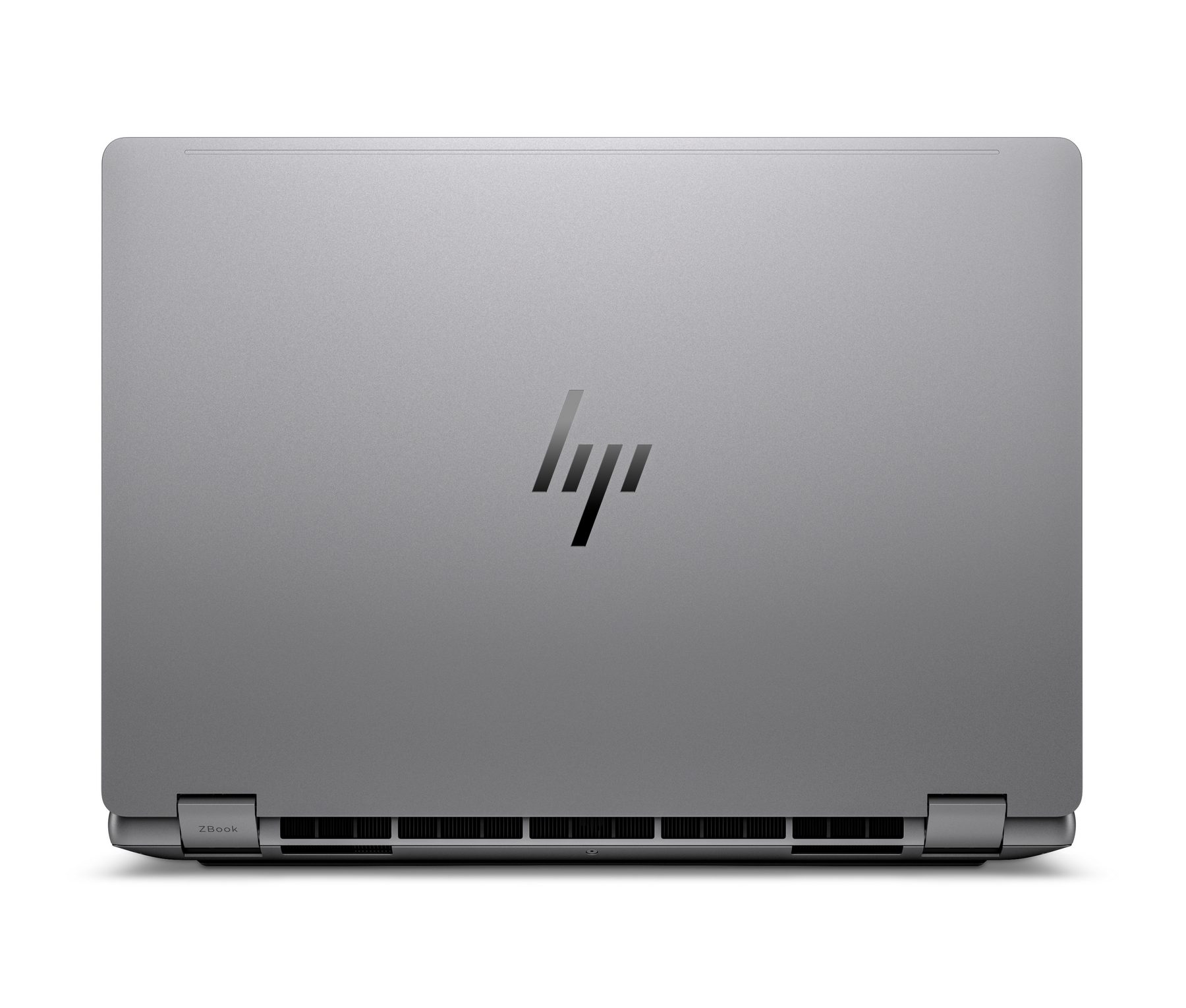Laptop HP ZBook argentato chiuso con logo HP al centro del coperchio.