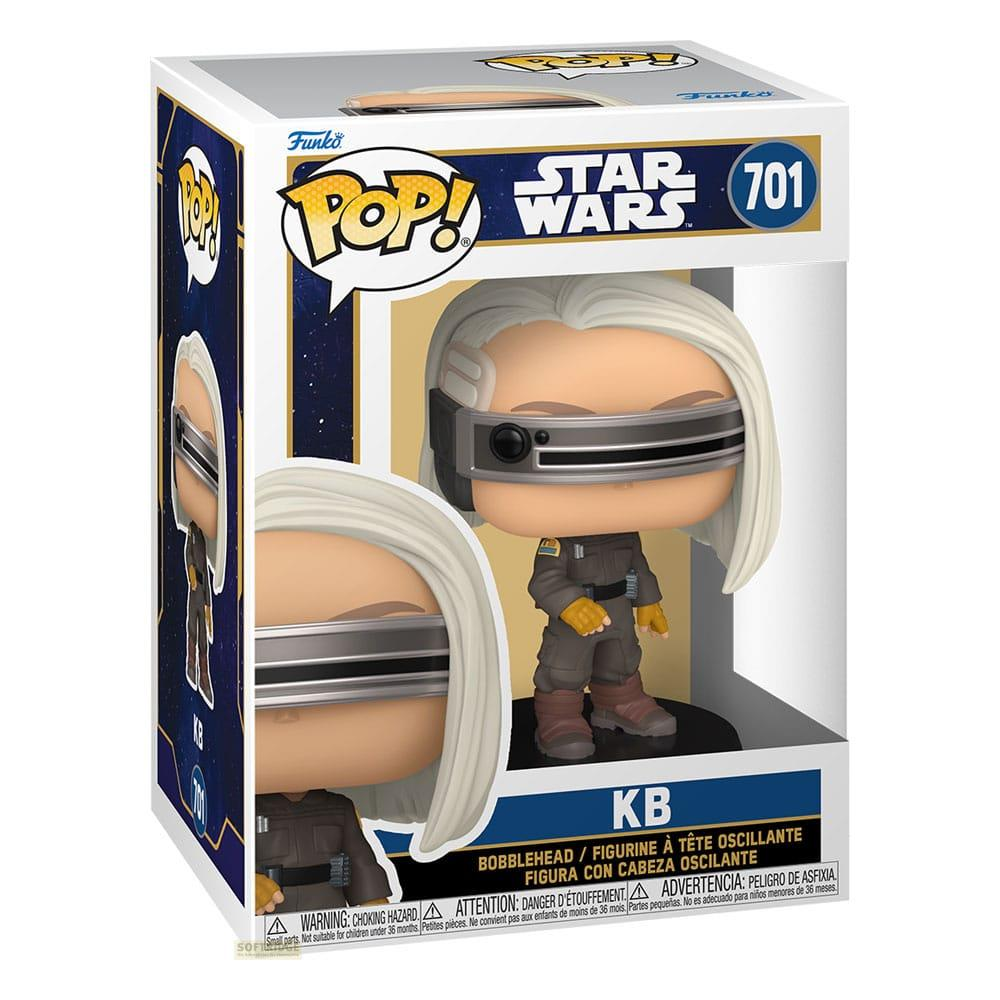 Star Wars Funko Pop 701 KB muñeco en caja. Pelo blanco, gafas, uniforme marrón.