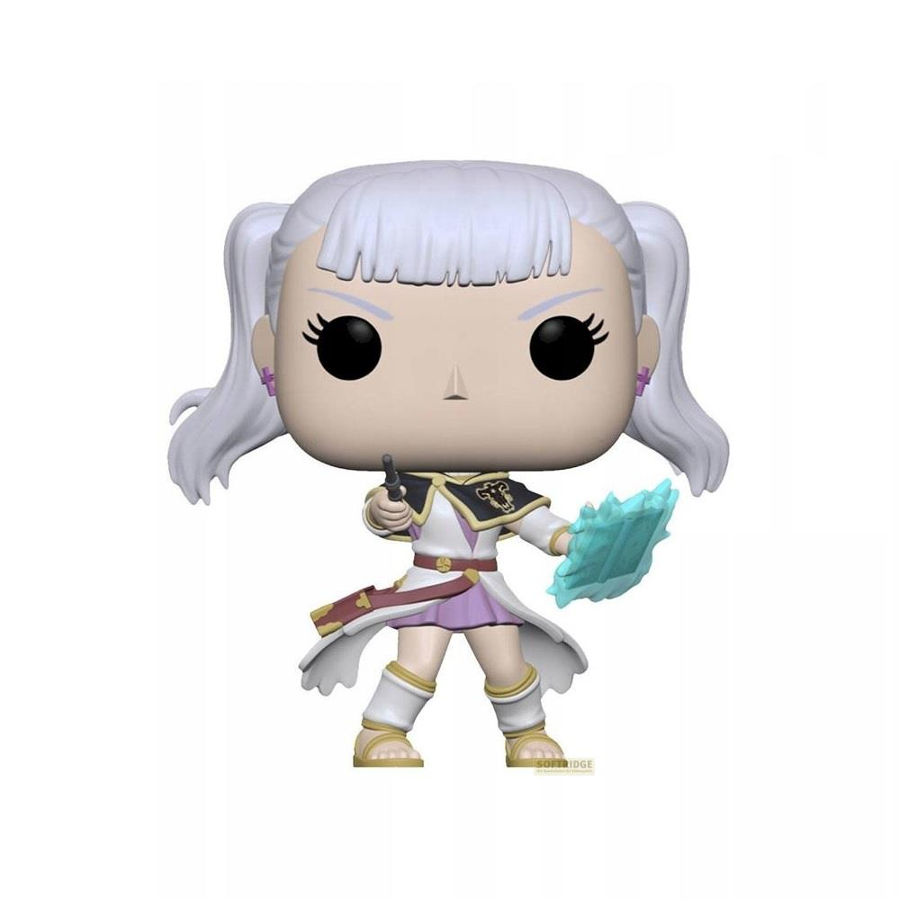 Funko Pop Figur von Noelle Silva mit weißen Haaren, die einen Stab und einen blauen Magieschild hält.
