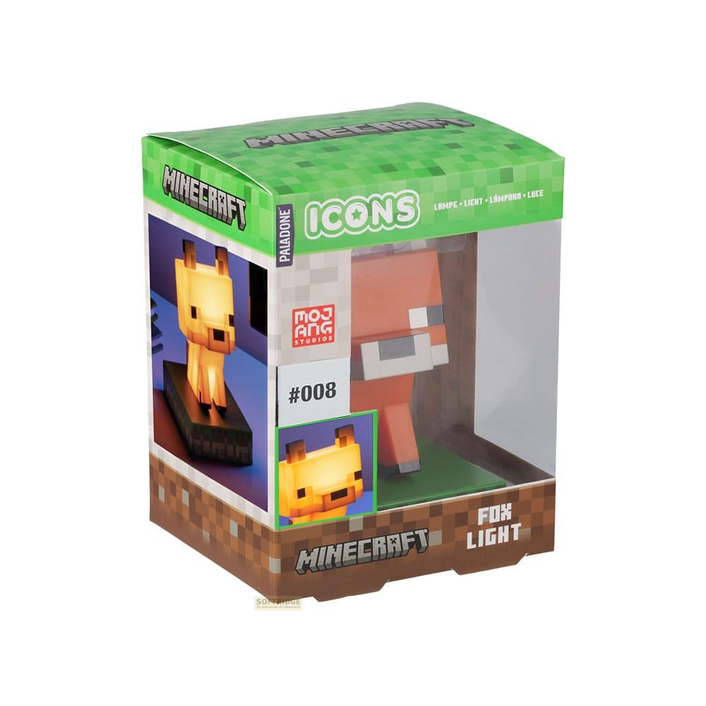 Minecraft Fuchslampe Verpackung mit einer Minecraft Fuchs Figur innen.