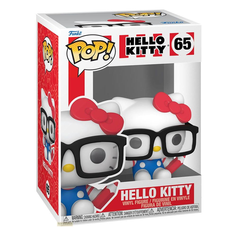 Funko Pop! Hello Kitty Vinylfigur in OVP. Zwei Figuren tragen Brillen und rote Schleifen.
