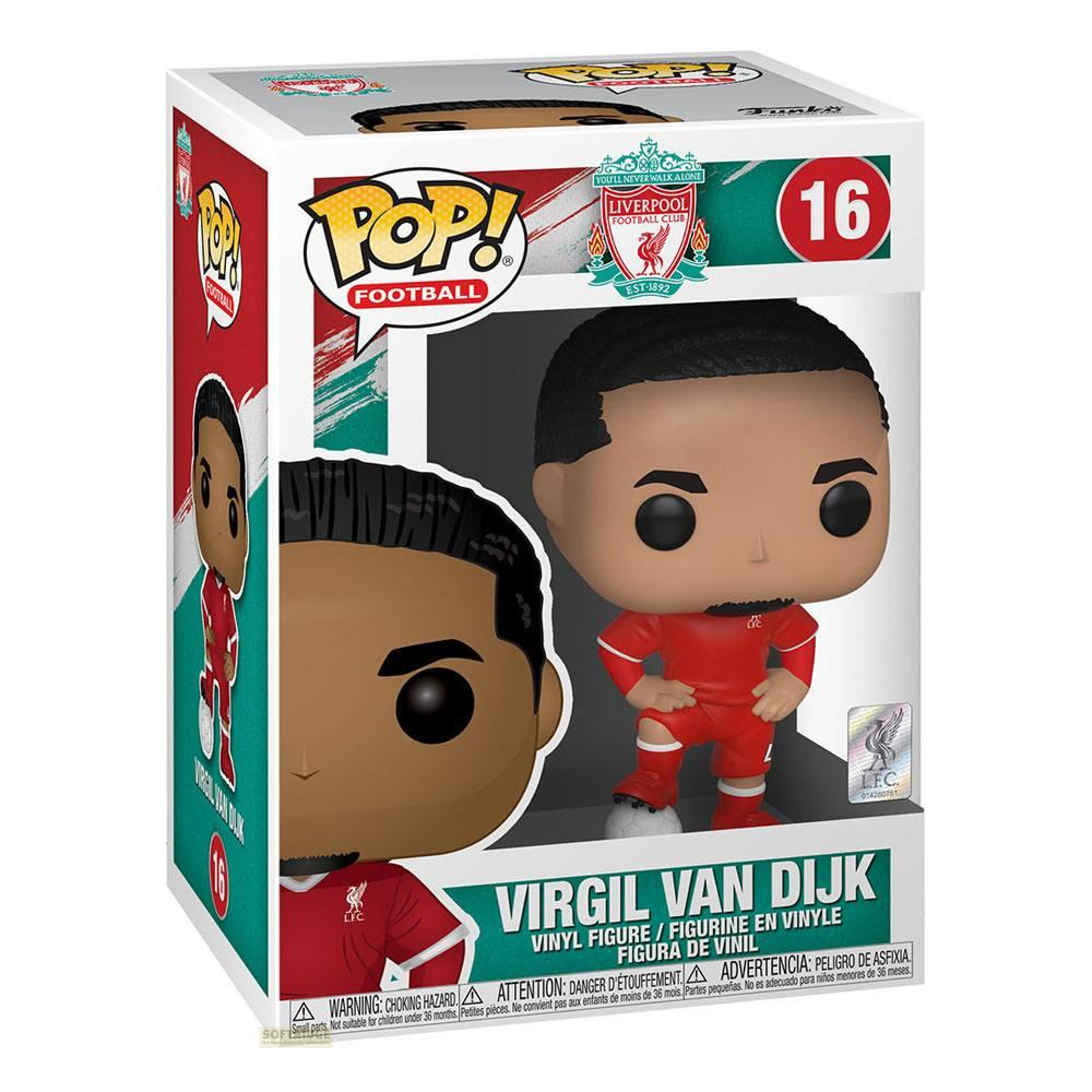 Funko Pop! Vinylfigur von Virgil Van Dijk im roten Liverpool-Trikot, Nummer 16.