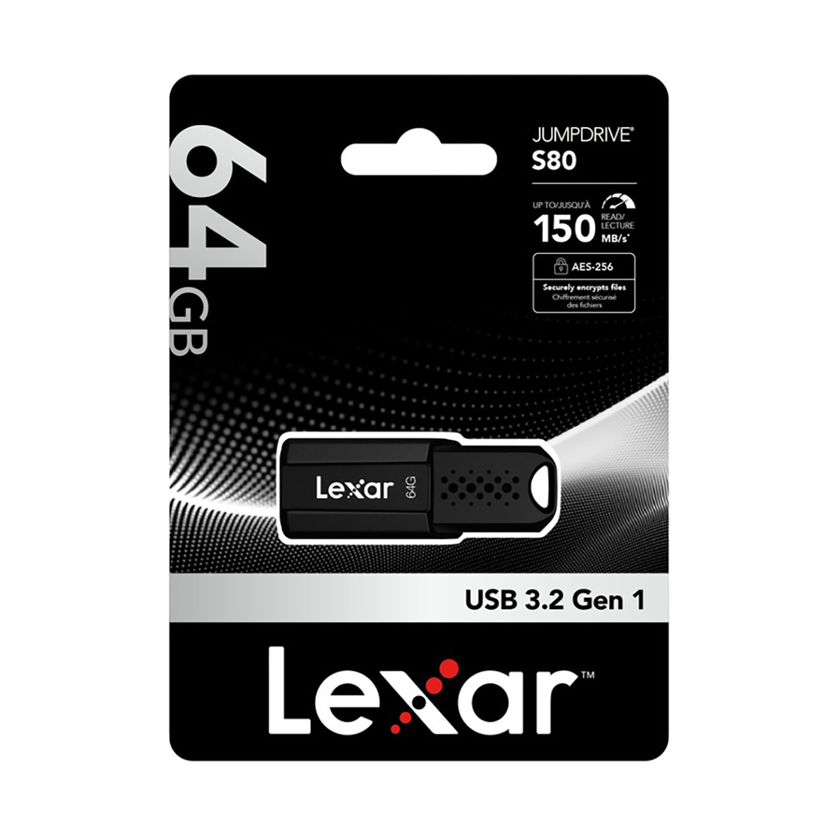 Chiavetta USB Lexar Jumpdrive S80 da 64GB USB 3.2 Gen 1 con crittografia.