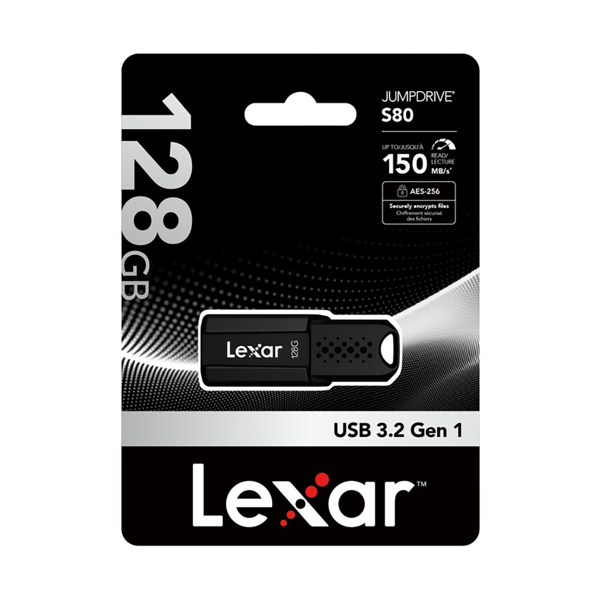 Pendrive Lexar Jumpdrive S80 128GB USB 3.2 Gen 1 z szyfrowaniem AES-256.
