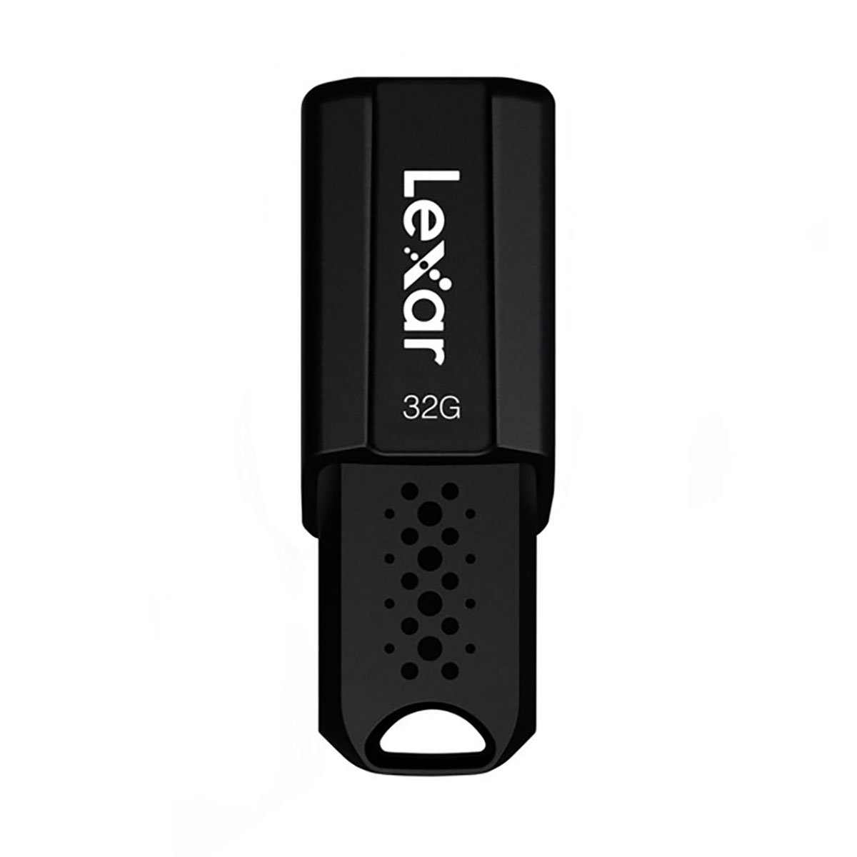 Penna USB Lexar nera da 32GB con impugnatura testurizzata e foro per laccetto.