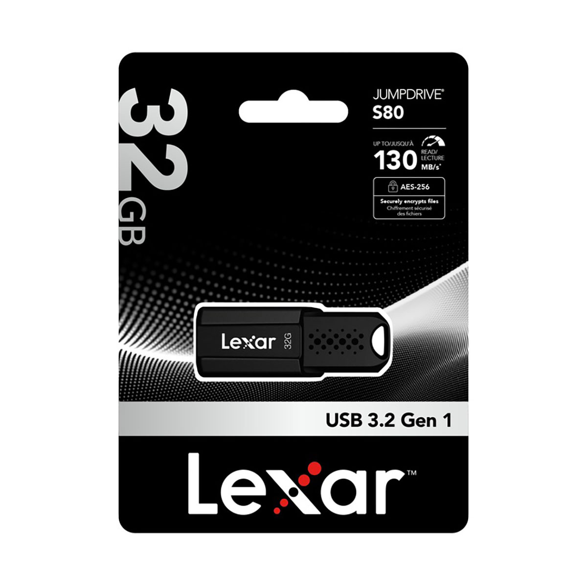 Confezione chiavetta USB Lexar Jumpdrive S80 da 32 GB USB 3.2 Gen 1.