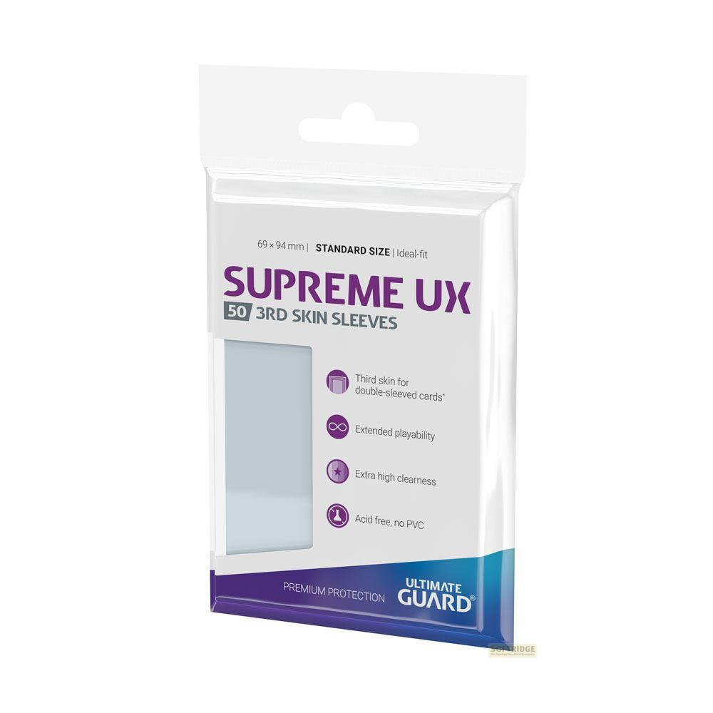 Verpackung von 50 Supreme UX 3rd Skin Sleeves, Standardgröße, säurefrei, PVC-frei.