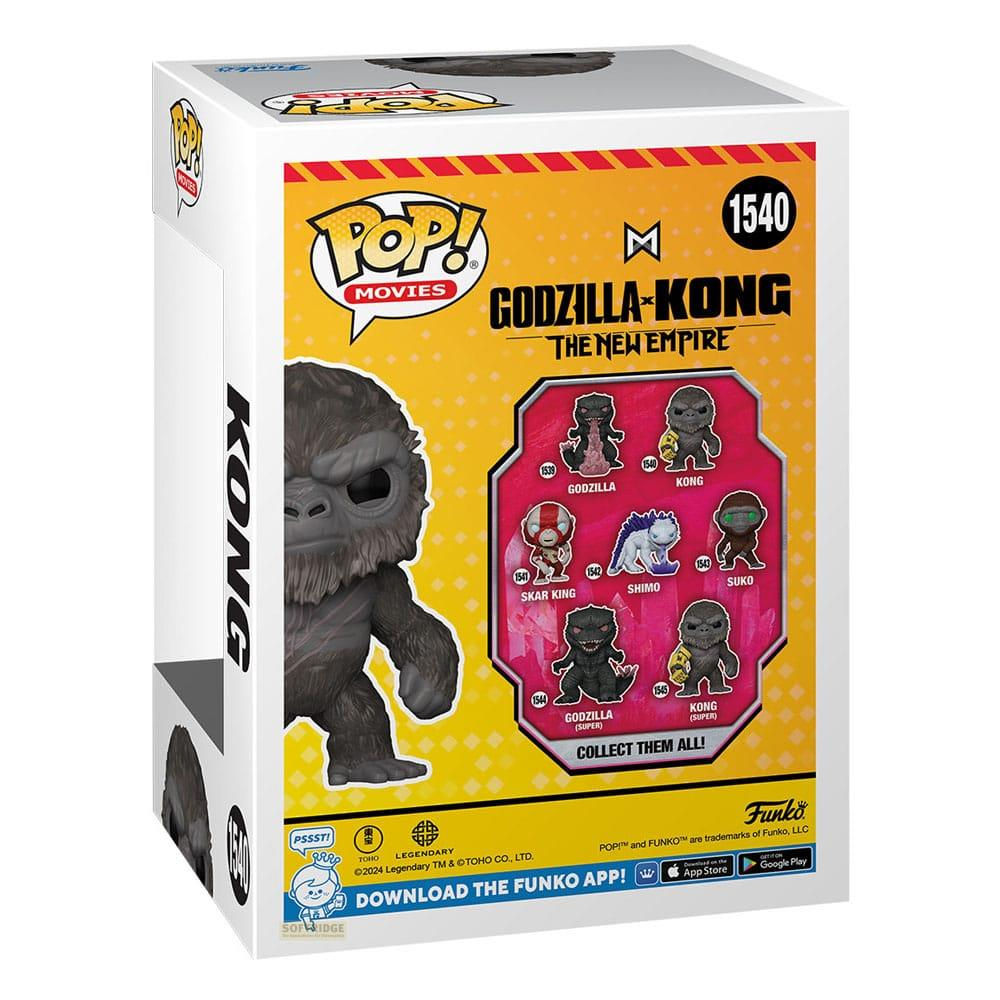 Scatola Funko Pop per Godzilla x Kong: Il Nuovo Impero, con figura di Kong e collezione personaggi.