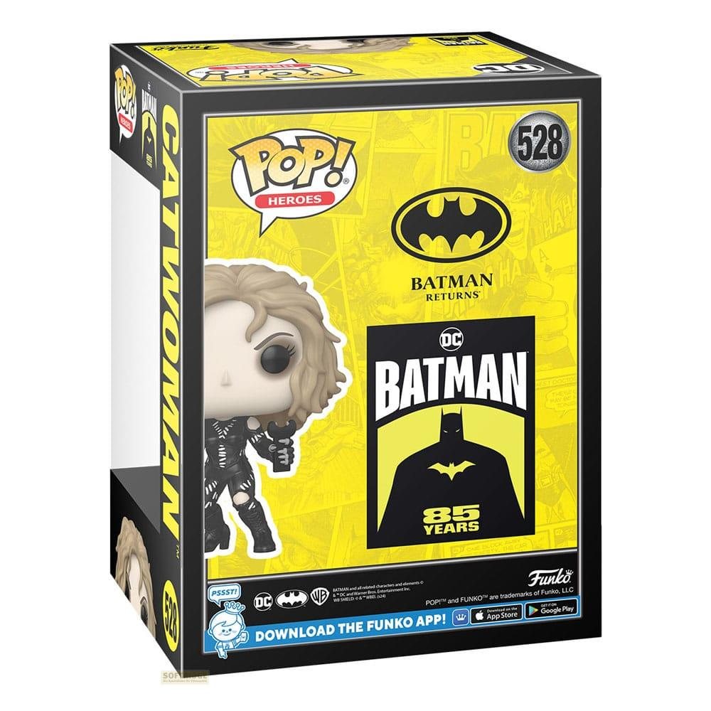 Caja Funko Pop con Catwoman de Batman Returns, con logo de Batman y 85 años.