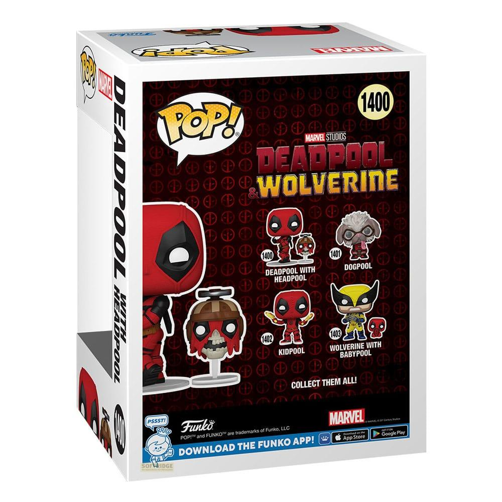 Box Funko Pop di Deadpool & Wolverine della Marvel, mostra figure e loghi.
