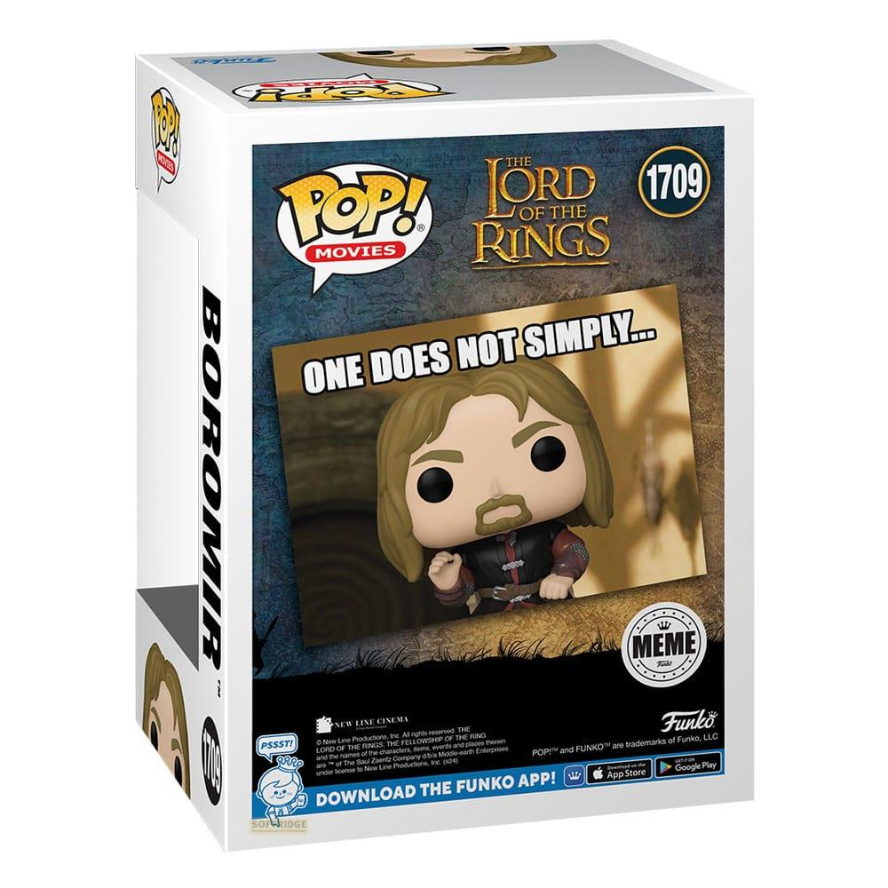 Pudełko Funko Pop Boromira z Władcy Pierścieni, z tekstem mema.