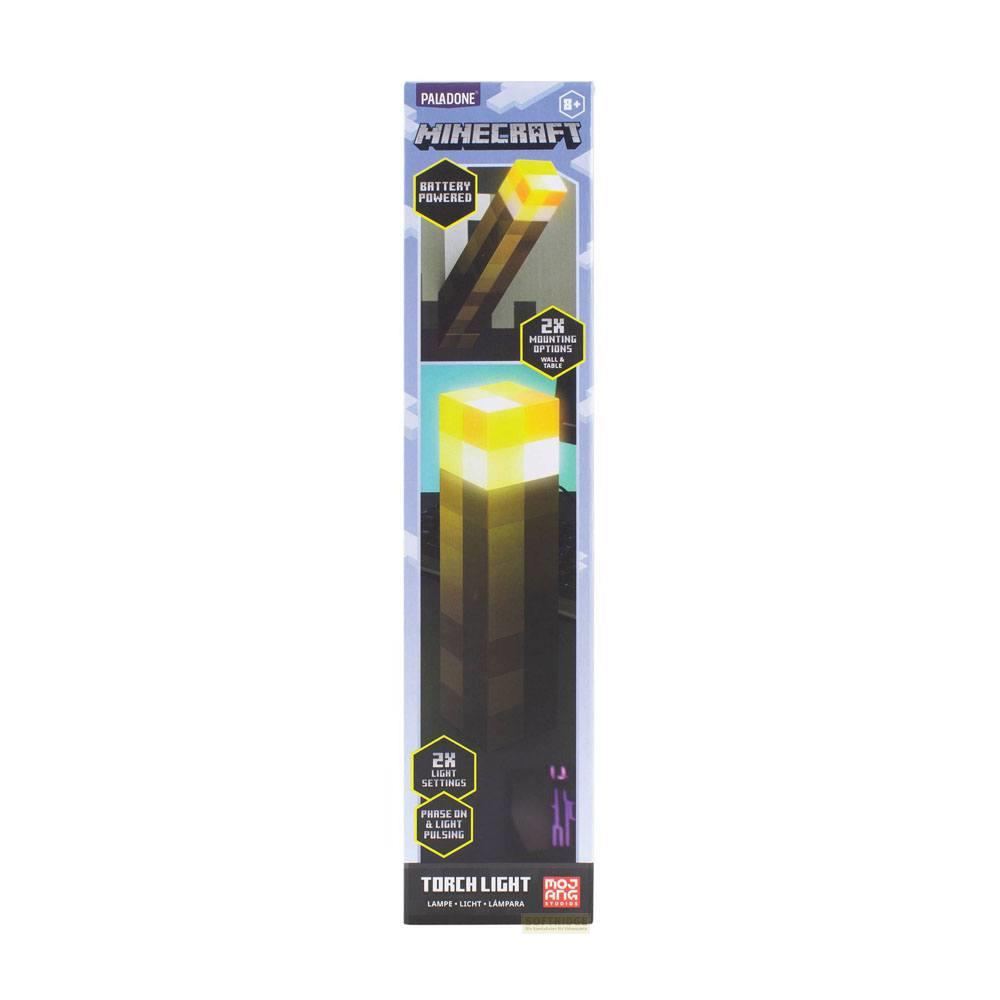 Minecraft Fackel-Licht-Verpackung. Mit Batteriebetrieb, 2 Lichtmodi und 2 Montagemöglichkeiten.