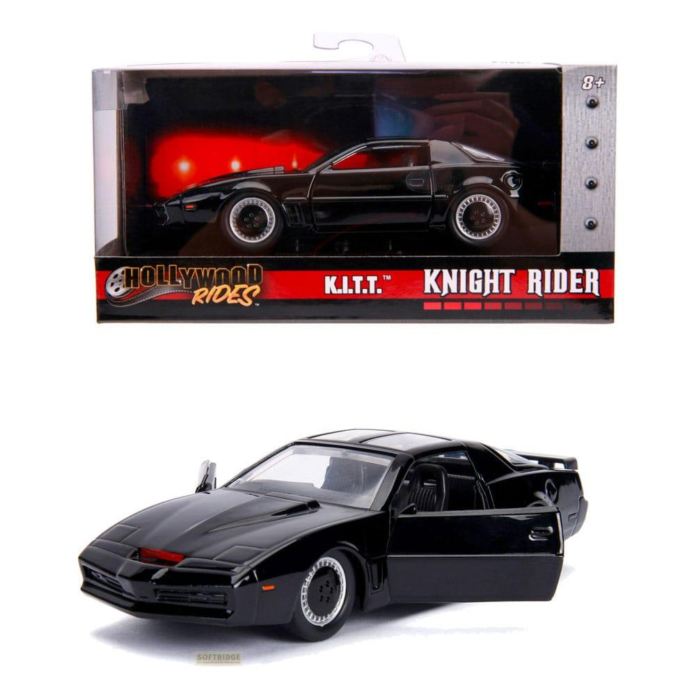 Macchina giocattolo KITT di Knight Rider nera in e fuori confezione.
