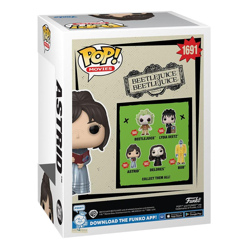 Pudełko Funko Pop! z figurkami Beetlejuice: Astrid, Beetlejuice, Lydia, Delores i Bob.