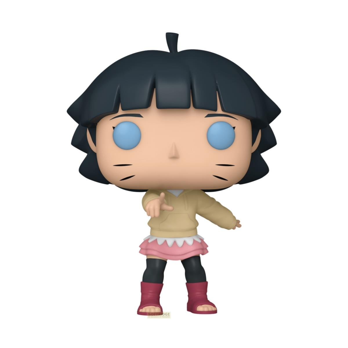Una figuretta Funko Pop con capelli neri, occhi blu e felpa gialla.