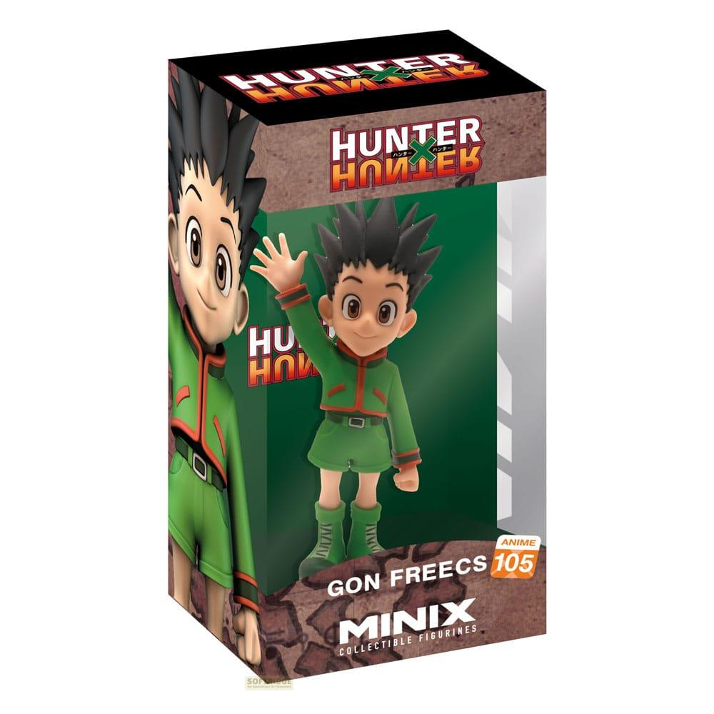 Statua collezionabile Minix di Gon Freecs di Hunter x Hunter nella sua scatola, che saluta.