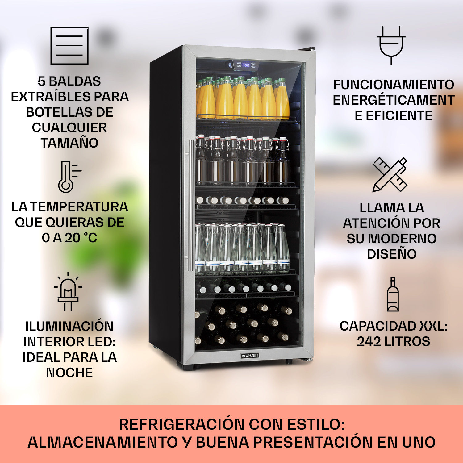 KLARSTEIN Beersafe 7XL Getränkekühlschrank (E, 126,50 cm hoch