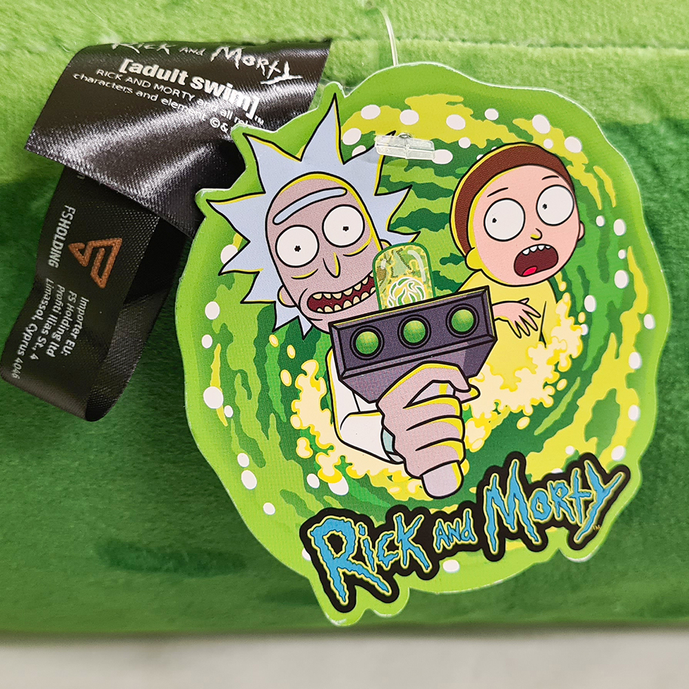 Rick and Morty Anhänger mit den Charakteren Rick und Morty, grüner Portalhintergrund.