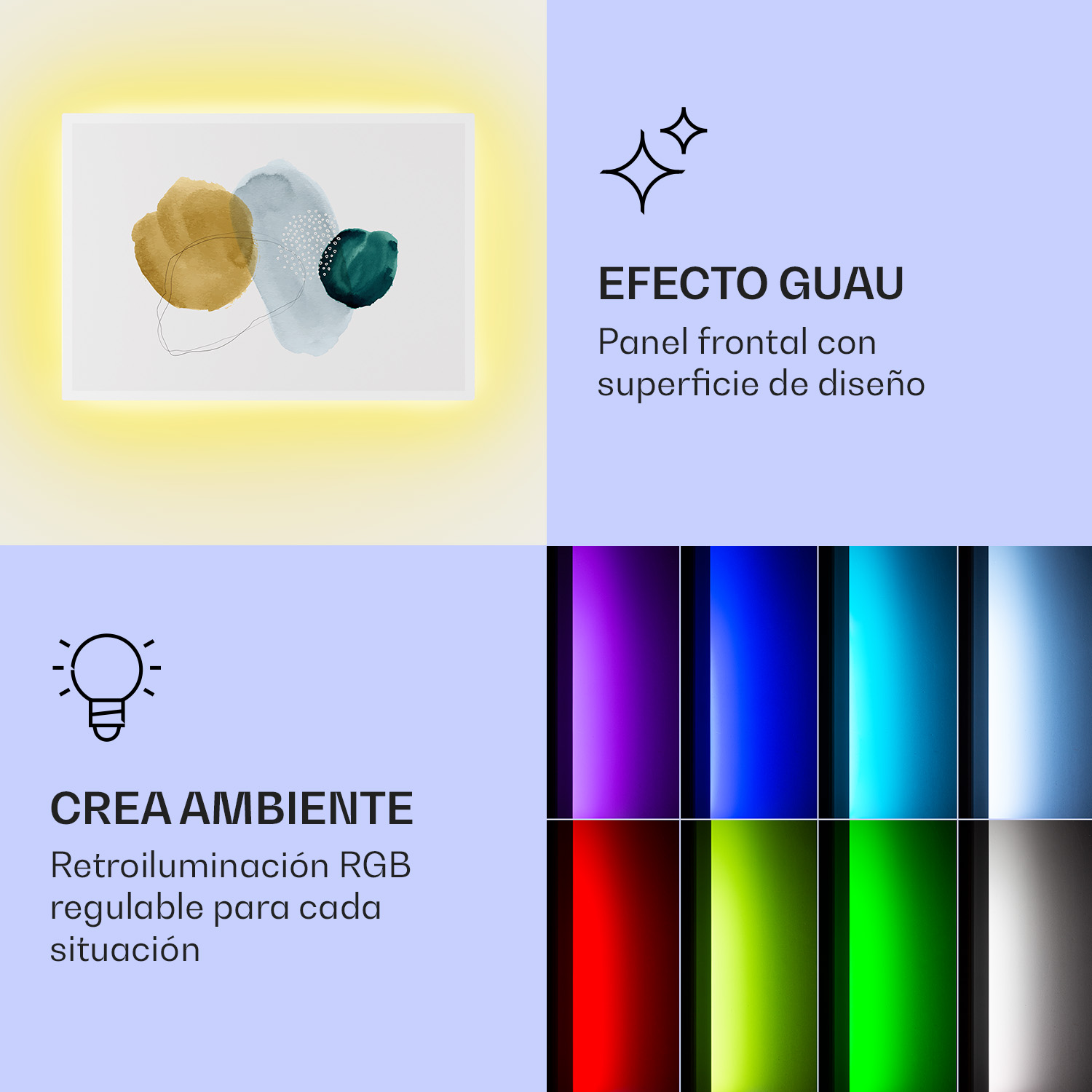 Arte abstracto con manchas de acuarela y líneas. Efectos de luz RGB.