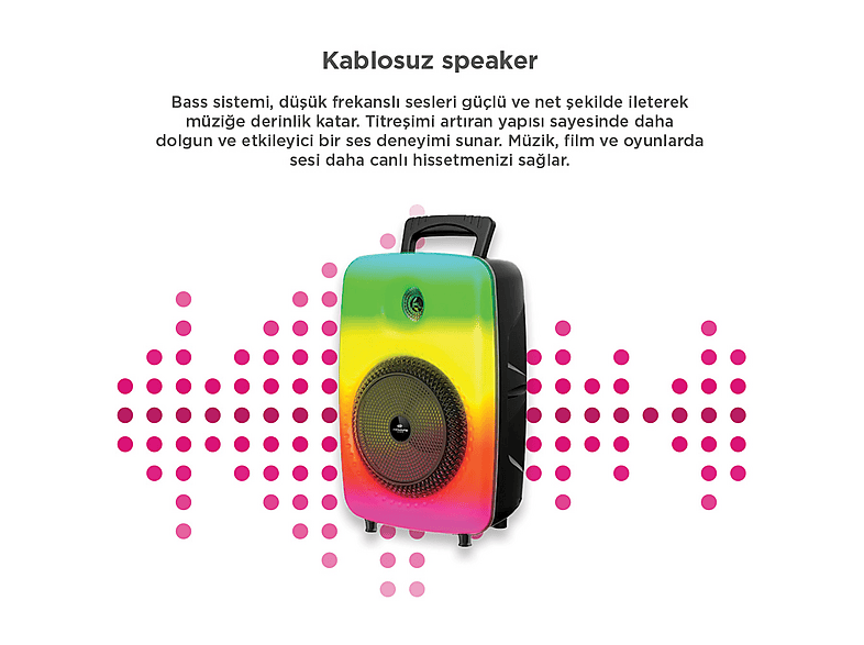 TORIMA GTS-1802 Mikrofonlu Rgb Işıklı Taşınabilir Parti Speaker