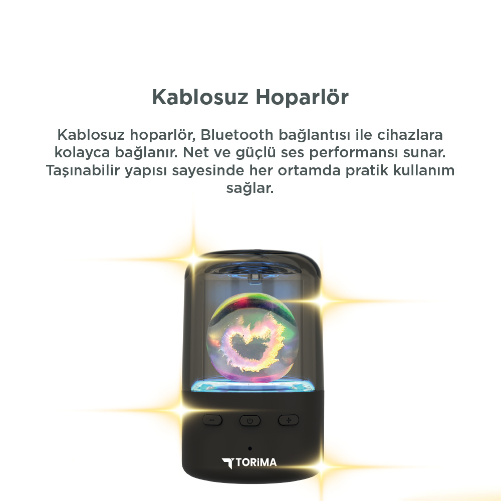 TORIMA D73 RGB LED Işıklı Kablosuz Bluetooth Hoparlör Siyah Fiyat